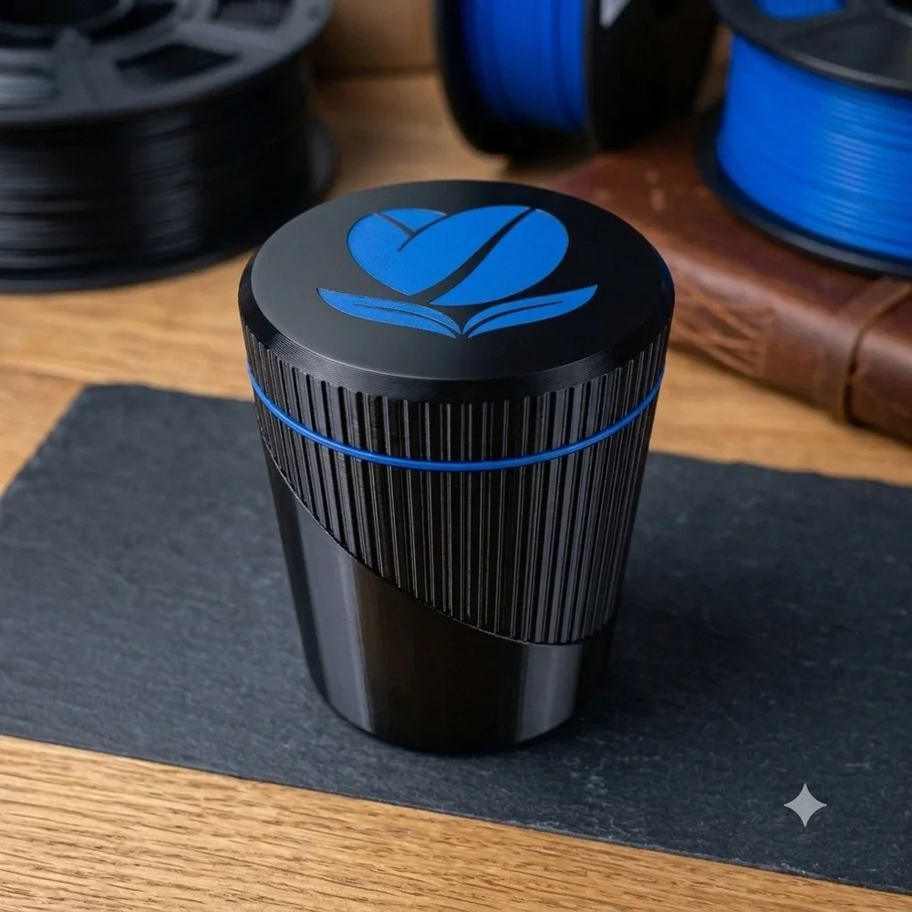 Modern Barista Black Coffee Canister with Blue Accent